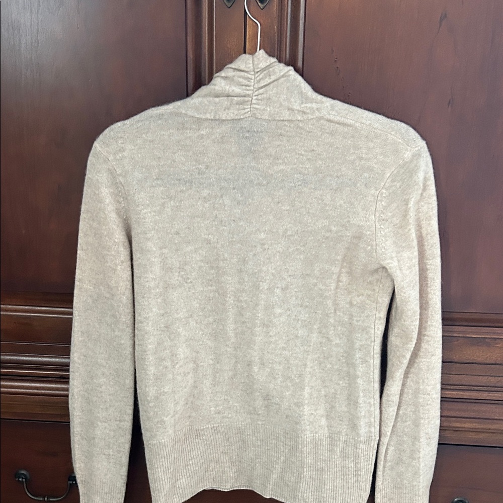 Sofia Cashmere Beige Crossover  V Neck Sweater/Size Small - Picture 3 of 6